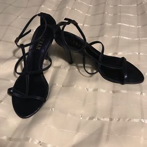 Blue metallic Ralph Lauren sandals, size 8.
